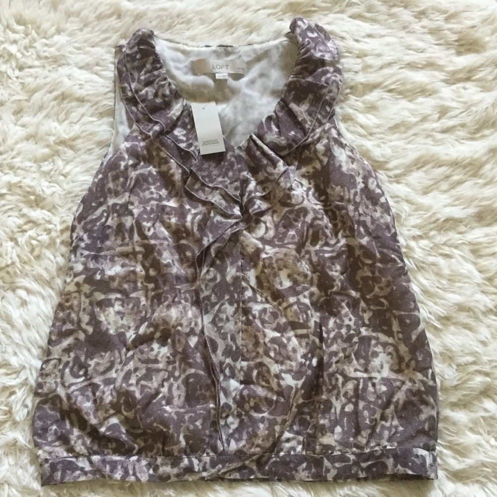 Loft NWT Sleeveless Blouse Ruffled Collar Size XSP